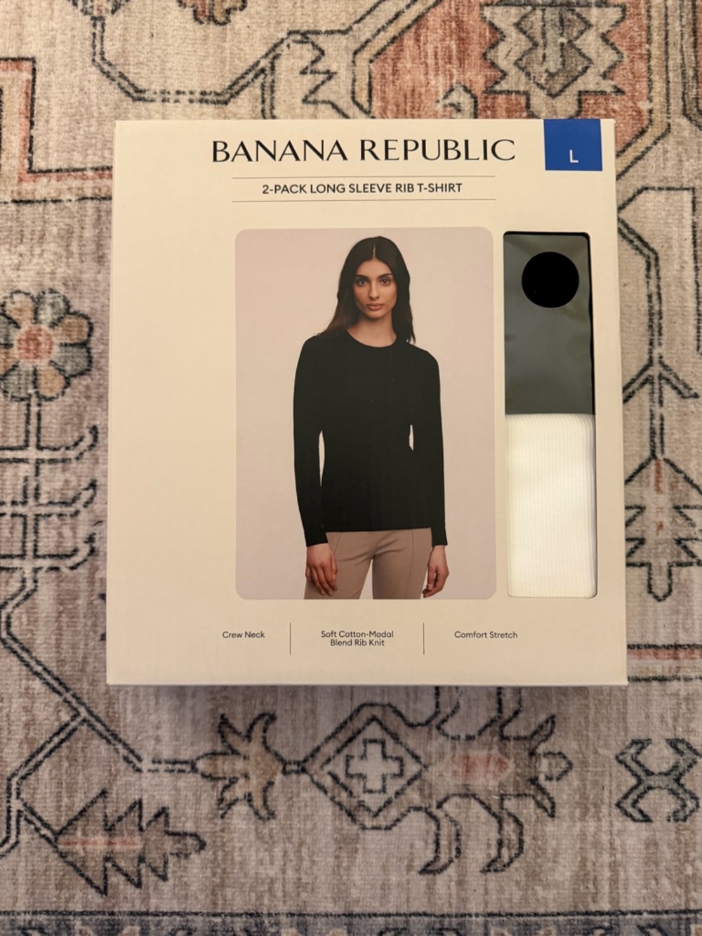 Banana Republic 2-Pack Long Sleeve Rib Tee — Black & White